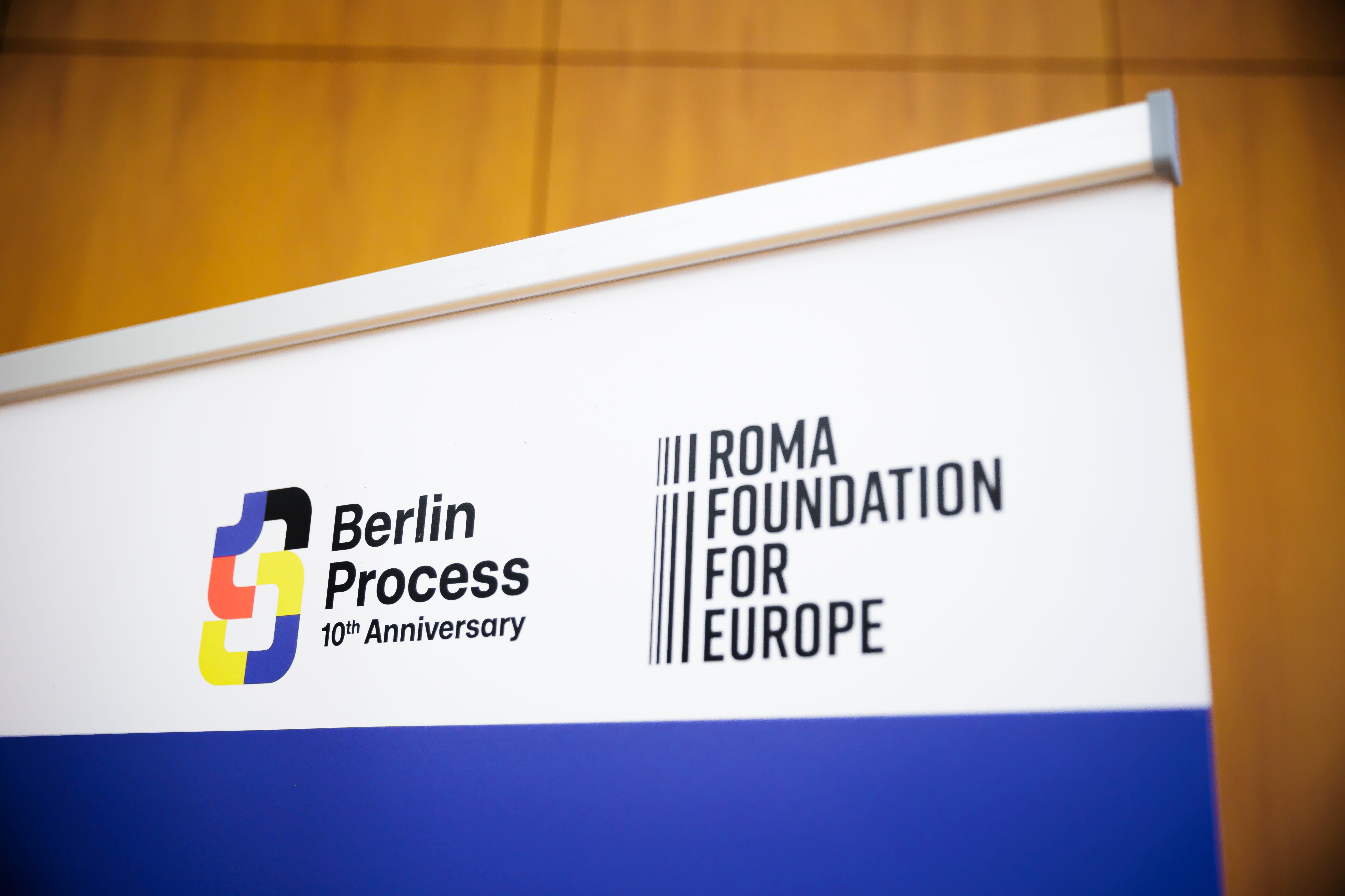 Logos of the Berlin Process Summit and the Roma Foundation for Europe